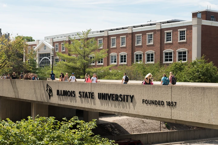 INTO ISU Walkway With University Sign Students Walking By 33597